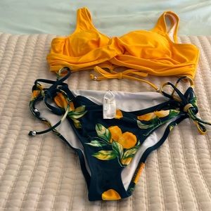CUPSHE size L yellow lemon bikini